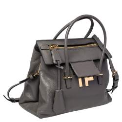 Tom Ford Grey Leather TF Icon Satchel 