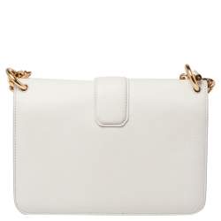 مملوكة مسبقًا حقيبة كتف توم فورد تارا جلد أبيض ذات سلسلة