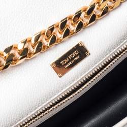 مملوكة مسبقًا حقيبة كتف توم فورد تارا جلد أبيض ذات سلسلة