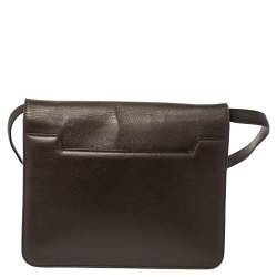 Pre Owned Tom Ford Dark Beige Leather Large Natalia Shoulder Bag
