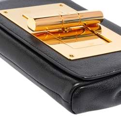 Pre Owned Tom Ford Black Leather Natalia Wristlet Clutch