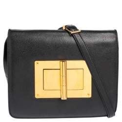 Pre Owned Tom Ford Black Leather Large Natalia Shoulder Bag