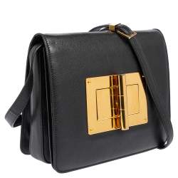 Pre Owned Tom Ford Black Leather Large Natalia Shoulder Bag