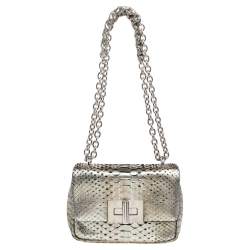 Pre Owned حقيبة كروس توم فورد "ناتاليا" جلد ثعبان ذهبي ميتالك