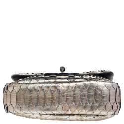 Pre Owned حقيبة كروس توم فورد "ناتاليا" جلد ثعبان ذهبي ميتالك