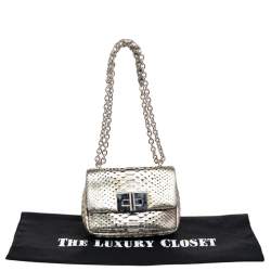 Pre Owned حقيبة كروس توم فورد "ناتاليا" جلد ثعبان ذهبي ميتالك