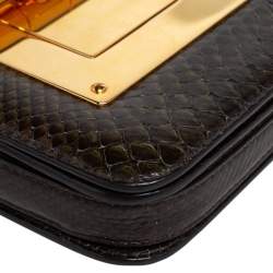 Pre Owned حقيبة كروس توم فورد "ناتاليا" صغيرة جلد ثعبان أخضر عسكري