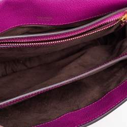 Pre Owned Tom Ford Purple Suede and Leather Large Natalia Shoulder Bag