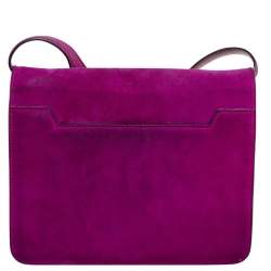Pre Owned Tom Ford Purple Suede and Leather Large Natalia Shoulder Bag