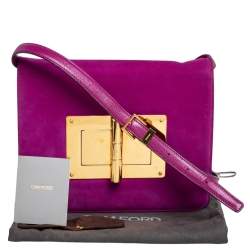 Pre Owned Tom Ford Purple Suede and Leather Large Natalia Shoulder Bag