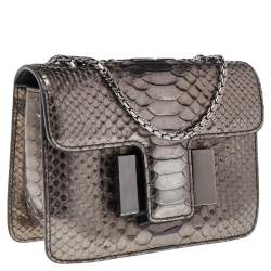 Pre Owned حقيبة كتف توم فورد سيينا جلد ثعبان ميتالك