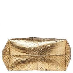 Pre Owned Tom Ford Metallic Gold Python Mini T Tote