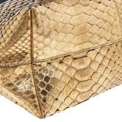 Pre Owned Tom Ford Metallic Gold Python Mini T Tote