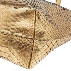 Pre Owned Tom Ford Metallic Gold Python Mini T Tote