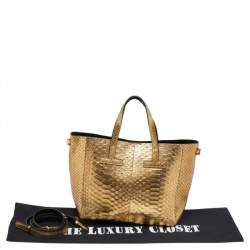 Pre Owned Tom Ford Metallic Gold Python Mini T Tote