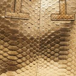 Pre Owned Tom Ford Metallic Gold Python Mini T Tote