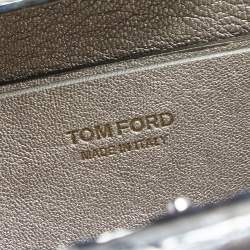Tom Ford Metallic Silver Python Leather Frame Chain Clutch