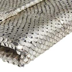 Tom Ford Metallic Silver Python Leather Frame Chain Clutch