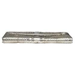 Tom Ford Metallic Silver Python Leather Frame Chain Clutch