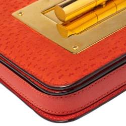 Pre Owned حقيبة كتف توم فورد ناتاليا جلد ونوبوك برتقالي صغيرة