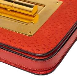 Pre Owned حقيبة كتف توم فورد ناتاليا جلد ونوبوك برتقالي صغيرة