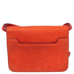 Pre Owned حقيبة كتف توم فورد ناتاليا جلد ونوبوك برتقالي صغيرة