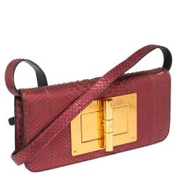 Tom Ford Metallic Burgundy Python Natalia Convertible Clutch