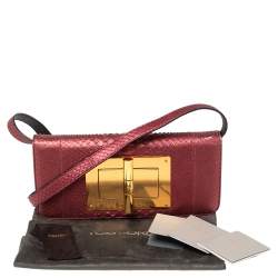 Tom Ford Metallic Burgundy Python Natalia Convertible Clutch