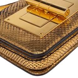 مملوكة مسبقًا Tom Ford Military Gold Python Small Natalia Crossbody Bag