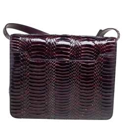 Pre Owned Tom Ford Burgundy Snakeskin Large Natalia Shoulder Bag