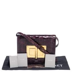 Pre Owned Tom Ford Burgundy Snakeskin Large Natalia Shoulder Bag