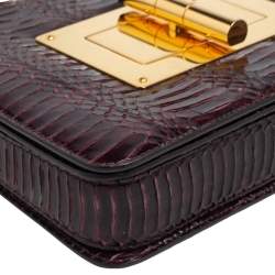 Pre Owned Tom Ford Burgundy Snakeskin Large Natalia Shoulder Bag