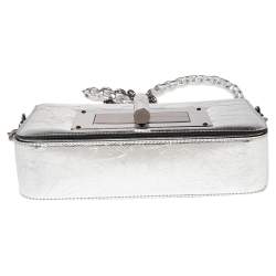 Pre Owned Tom Ford Metallic Silver Crackled Leather Natalia Shoulder Bag