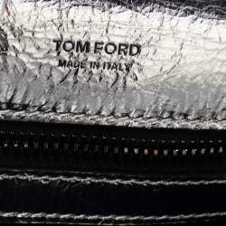 Pre Owned Tom Ford Metallic Silver Crackled Leather Natalia Shoulder Bag