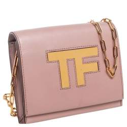 Pre Owned Tom Ford Dusky Pink Leather TF Flap Chain Shoulder Bag