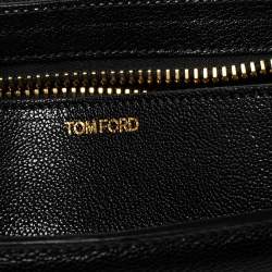 Pre Owned Tom Ford Black Pony Hair and Leather Flap Zipper Strap Shoulder Bag