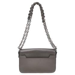 Pre Owned Tom Ford Grey Leather Small Chain Natalia Shoulder Bag