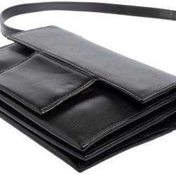 مملوكة مسبقًا  Tom Ford Black Leather Flap Crossbody Bag