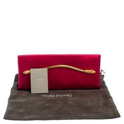 Pre Owned Tom Ford Pink Satin Snakehead Clutch