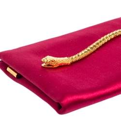 Pre Owned Tom Ford Pink Satin Snakehead Clutch