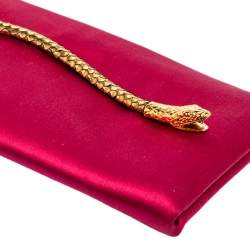 Pre Owned Tom Ford Pink Satin Snakehead Clutch