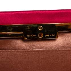 Pre Owned Tom Ford Pink Satin Snakehead Clutch