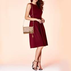 Pre Owned Tom Ford Brown Leather Alix Zip and Padlock Crossbody Bag