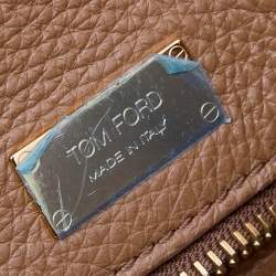 Pre Owned Tom Ford Brown Leather Alix Zip and Padlock Crossbody Bag