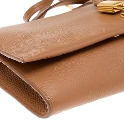 Pre Owned Tom Ford Brown Leather Alix Zip and Padlock Crossbody Bag