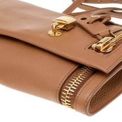 Pre Owned Tom Ford Brown Leather Alix Zip and Padlock Crossbody Bag