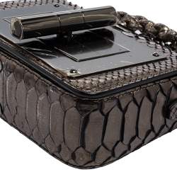 Pre Owned Tom Ford Metallic Olive Green Python Mini Natalia Crossbody Bag