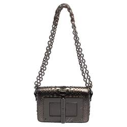 Pre Owned Tom Ford Metallic Olive Green Python Mini Natalia Crossbody Bag