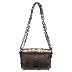 Pre Owned Tom Ford Metallic Olive Green Python Mini Natalia Crossbody Bag