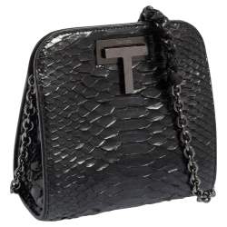 Pre Owned Tom Ford Metallic Python Small T Lock Shoulder Bag